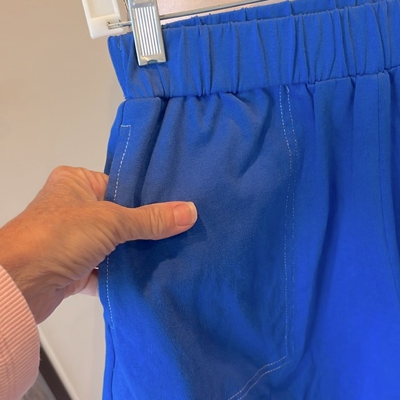 Matching Set Blue Cotton Flowy Tank Blousey Shorts New - Picture 5 of 11